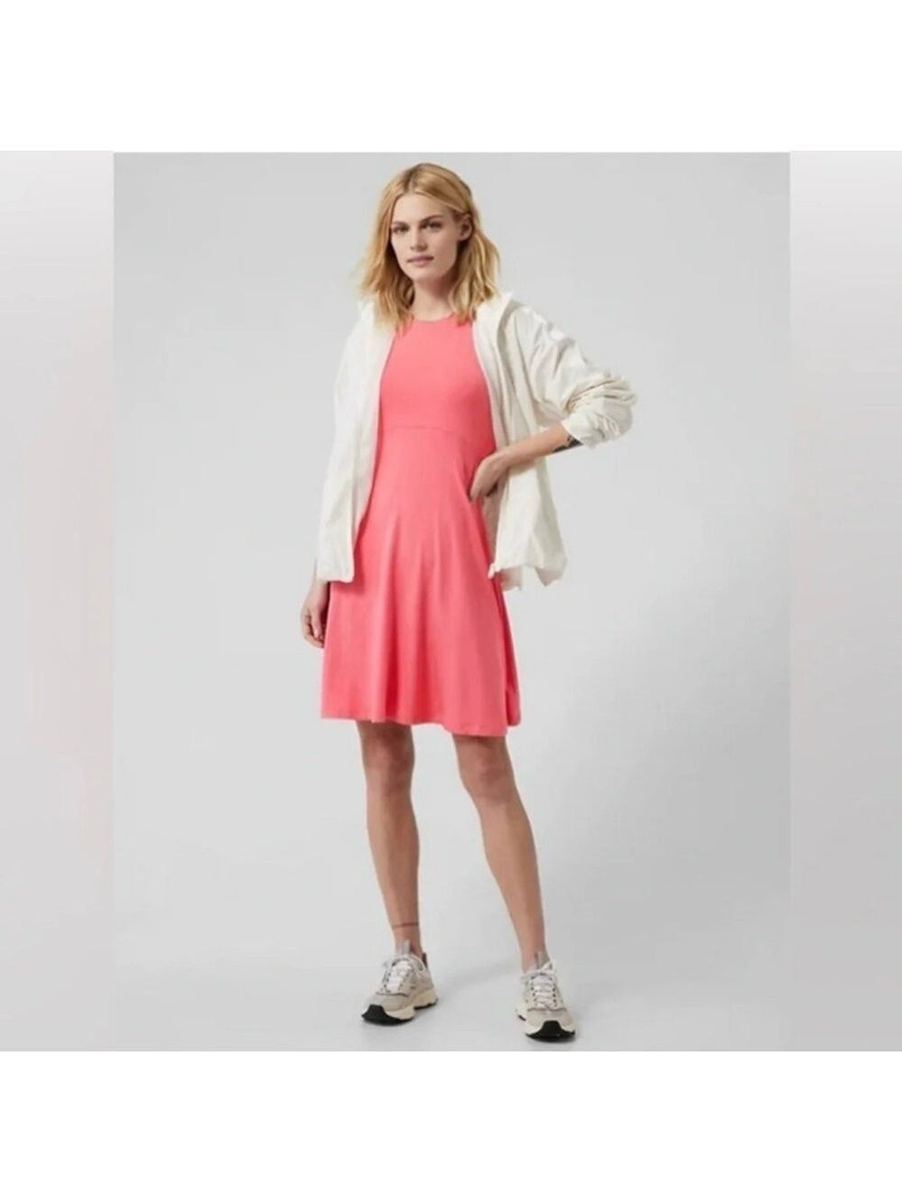 Athleta Santorini Thera Dress Pink Medium Tencel Modal Travel Vacation Soft